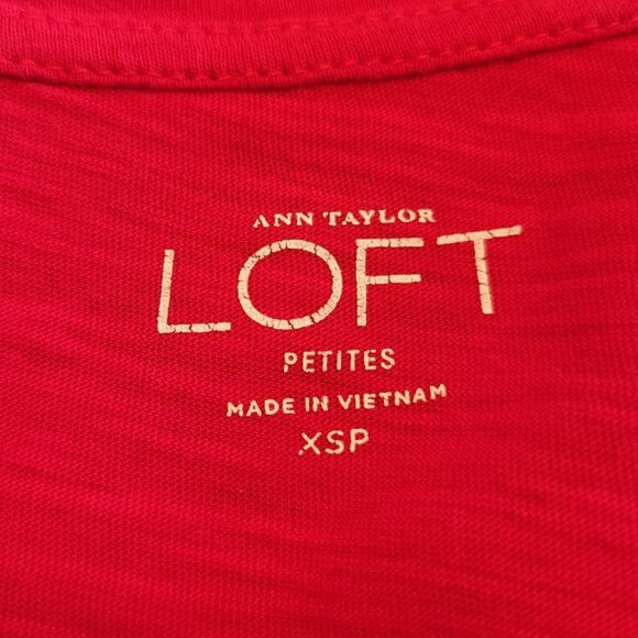 LOFT Red Long Sleeve Cotton T-Shirt - Picture 7 of 10